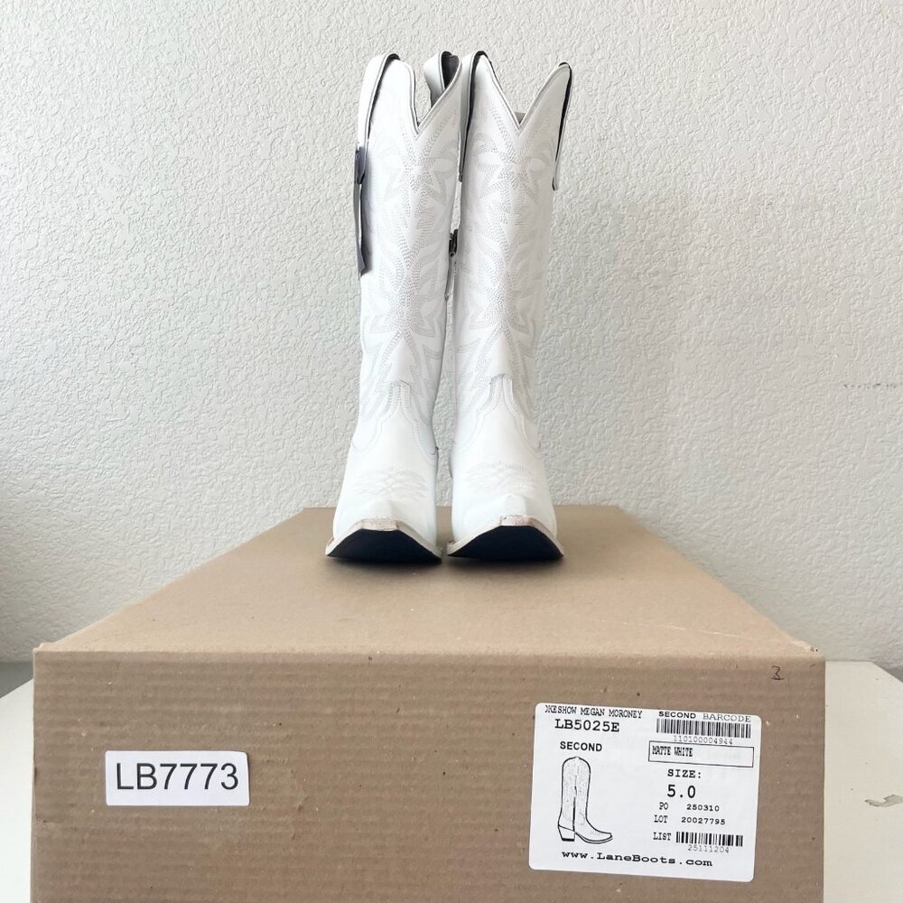 Lane MEGAN MORONEY Smokeshow Womens Cowboy Boots 5 White Western Cowgirl Tall - Picture 10 of 11